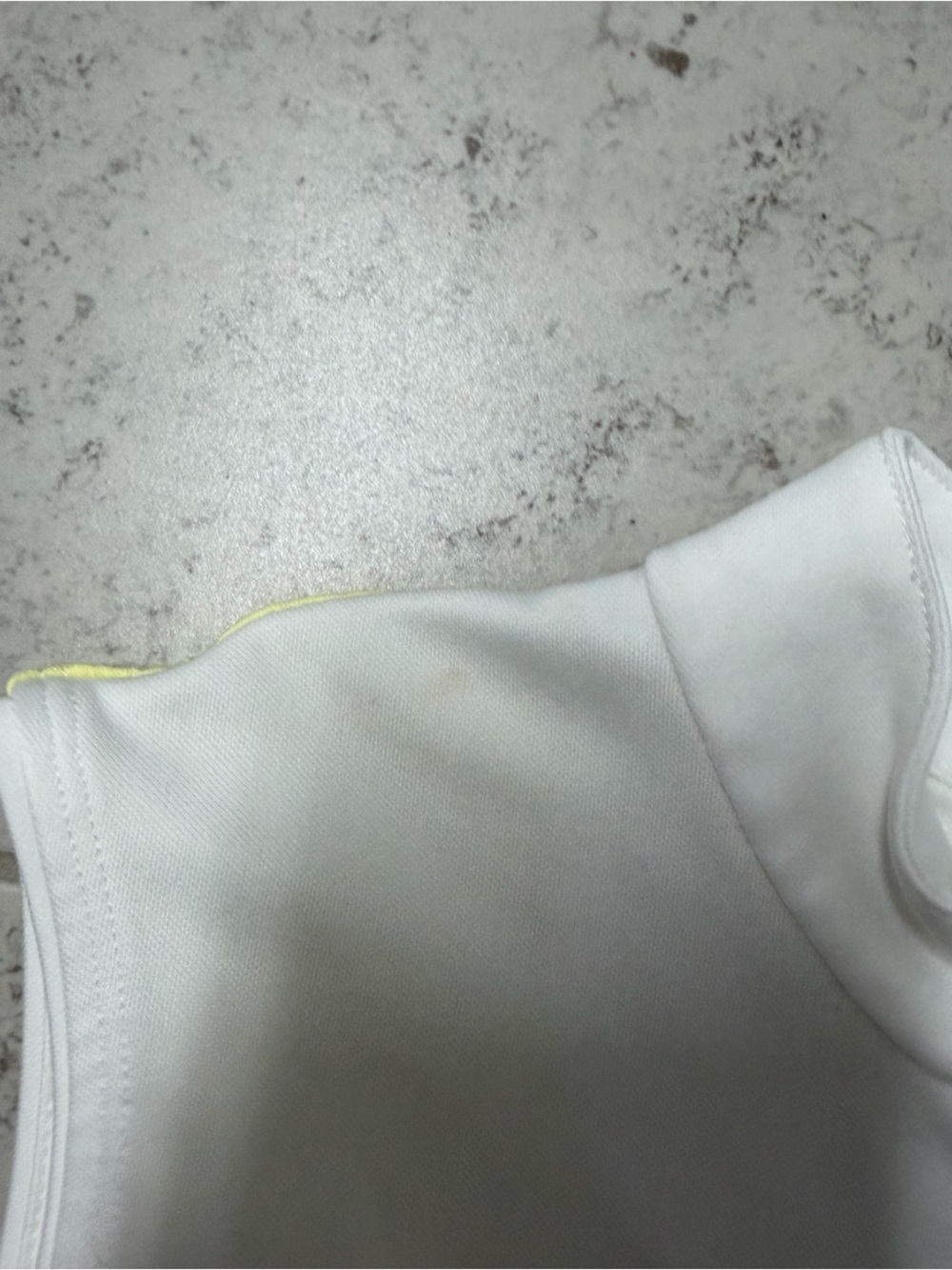White Kate Lord 1/4 zip Sz s Sleeveless Bay Hill Athletic Top with Yellow Panels - Picture 2 of 5